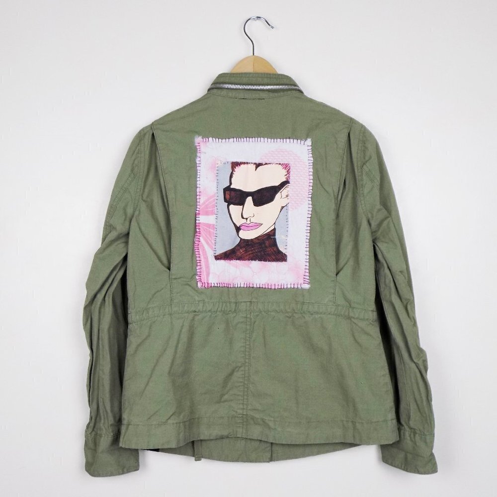 upcycled custom reworked utility jacket streetwear style patches